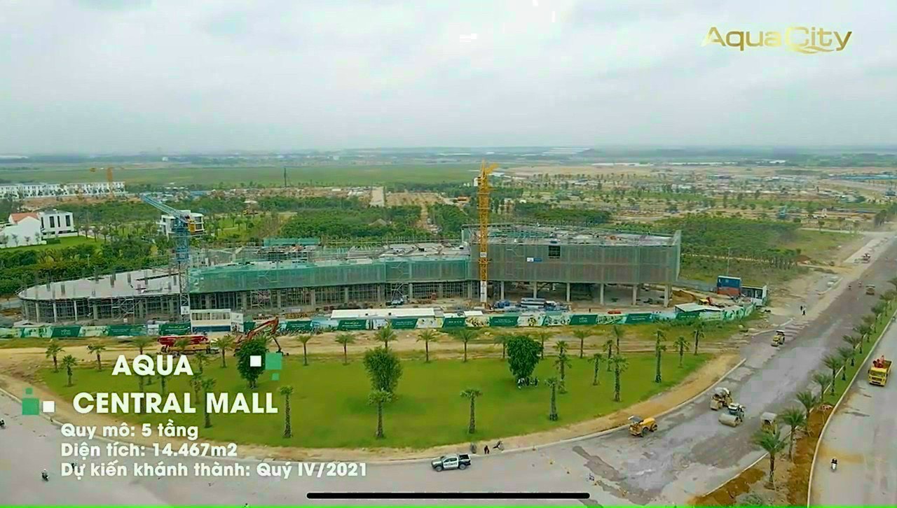 Tiến độ xây dựng công trình tiện ích Aqua Central Mall tại Aqua City